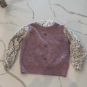 Zara Lavender Knit Vest with Floral Shirt